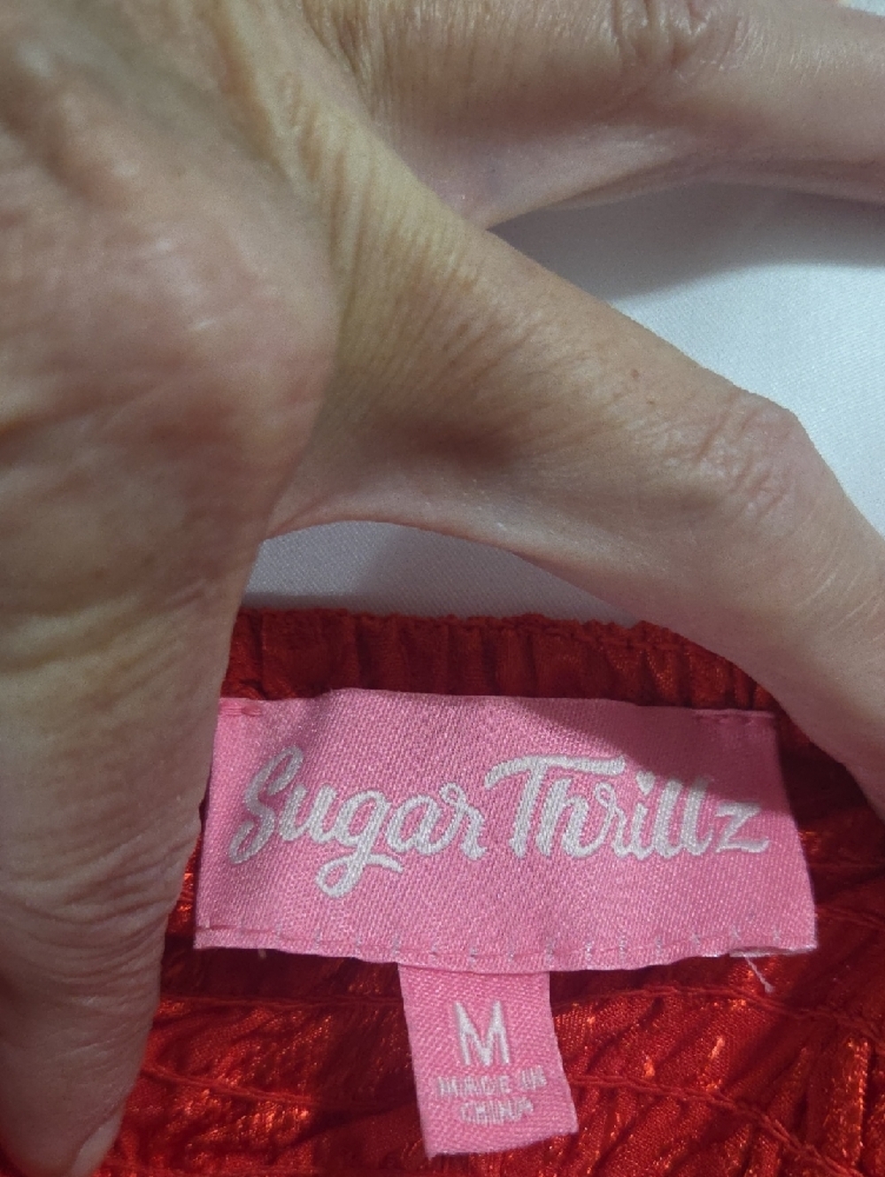 Sugar Thrillz Red Satin Corset Crop Top Lace Jacquard Bustier M - Picture 5 of 7